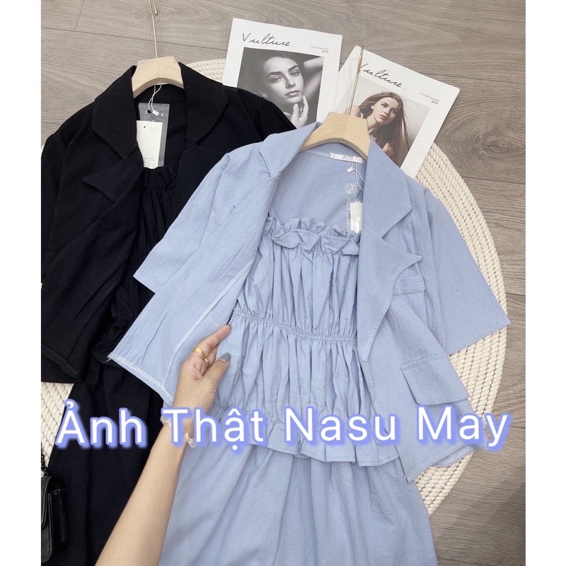 SET 3 MÓN JUMPSUIT 🦋 Set Áo Vest + Hai Dây Nhún +Quần Short nữ 🦋 Trắng Đen Xanh | BigBuy360 - bigbuy360.vn
