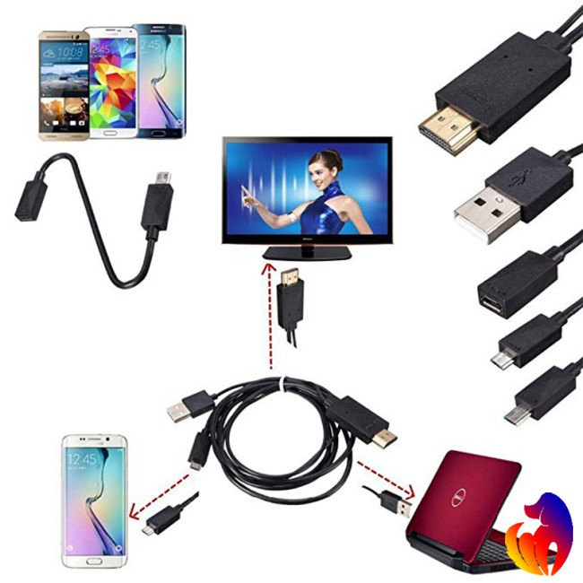 Blackhole Cáp chuyển đổi 5 pin &amp; 11 Pin Micro USB MHL sang HDMI 1080P HD TV cho điện thoại Android