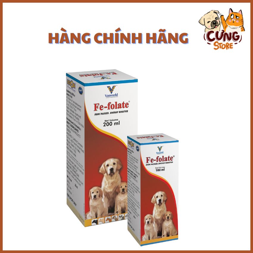 Bổ máu Fe-Folate bổ sung cho chó mèo Sắt, axit Folic, Vitamin B12 hàng nhập khẩu