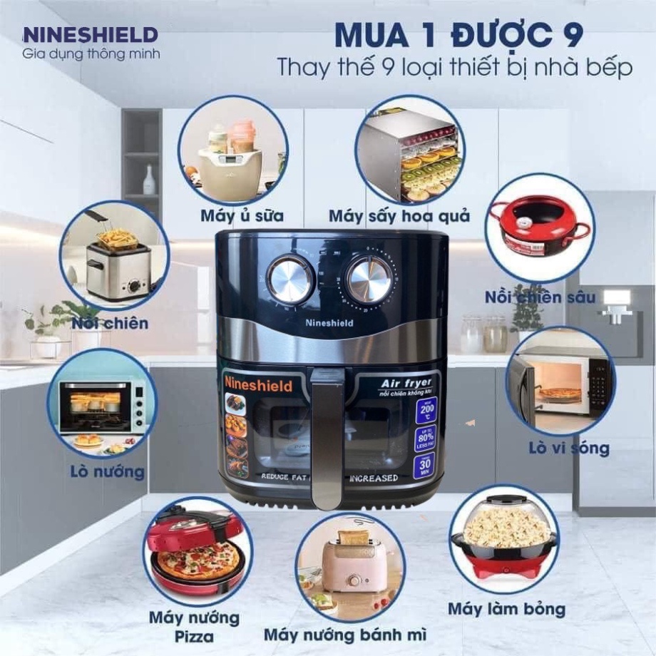 NỒI CHIÊN KHÔNG DẦU NINESHIELD KB-8002M MẪU MỚI 10.5 LÍT CÔNG SUẤT 1600W tongkhodochoi.12