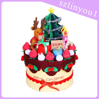 New Arrival Felt Christmas Cake DIY Christmas Cake Collection Box Ornaments for Kids Gifts