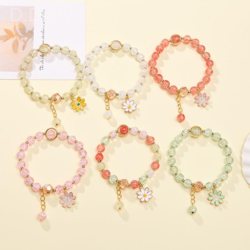 Vòng Đeo Tay Họa Tiết Hoa Cúc Pha Lê Dành Cho Nữ