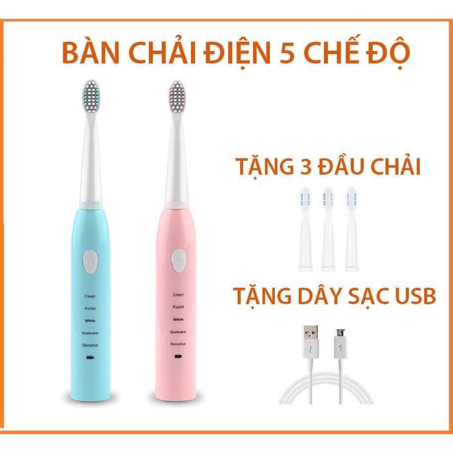 Bàn Chải Điện Tự Động Đánh Răng 5 Chế Độ