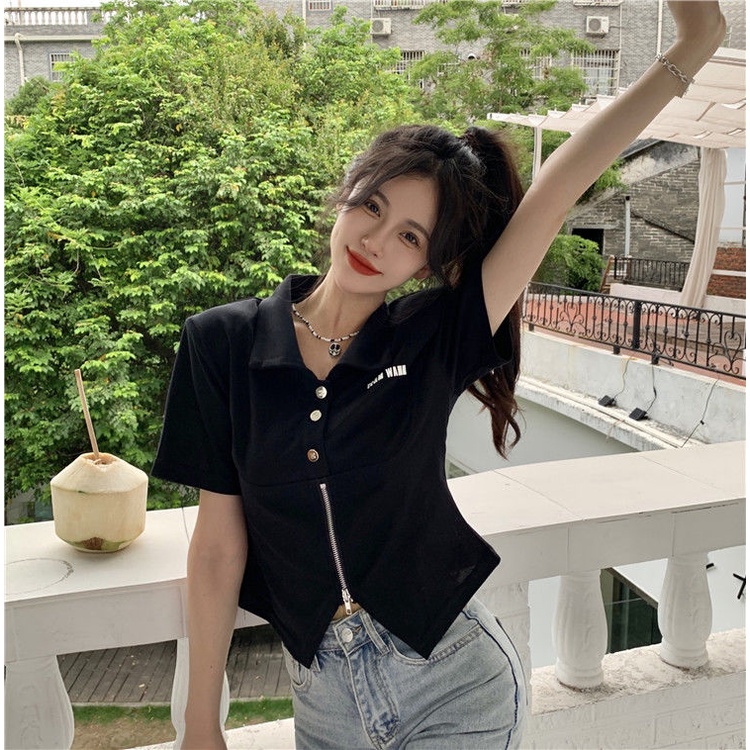Áo polo COZOKC ngắn tay ôm dáng thời trang dành cho nữ