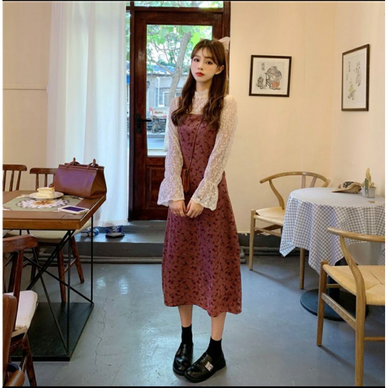 Váy Nhung + Áo Ren Thu Đông Mặc Cực Xinh