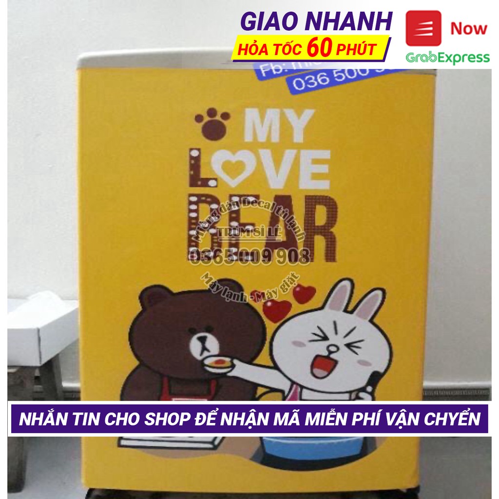 Decal dán tủ lạnh mini gấu vàng - Chất liệu cao cấp không bong tróc, chống nước tuyệt đối