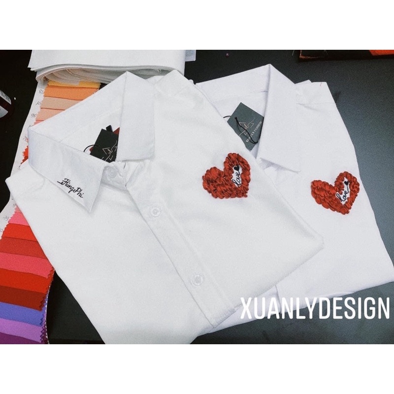 Sơ mi nam lụa thái không nhăn thêu tên