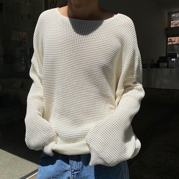 Áo sweater tay dài chui đầu kiểu Nhật Bản cá tính cho các cặp đôi