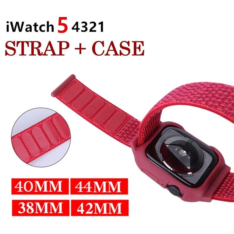 Apple Watch Series SE 6 5 4 3 2 1 Suitable for Iwatch 44mm 40mm 42mm 38mm case Nylon ring bracelet replacement strap Color strap