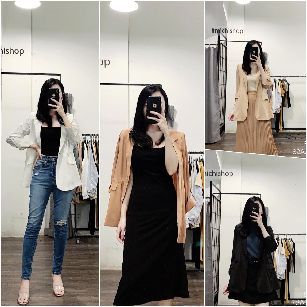 ẢNH THẬT Áo blazer dáng boyfriend mỏng 1 lớp - 82A03
