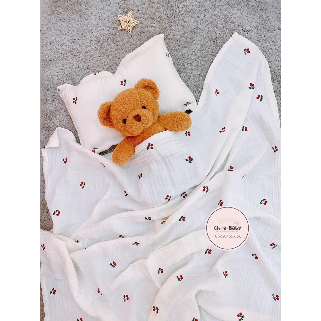 Chăn xô hè 𝗗𝗼𝘁𝘁𝗼𝗱𝗼𝘁 𝗛𝗮̀𝗻 𝗤𝘂𝗼̂́𝗰 thêu họa tiết cho bé