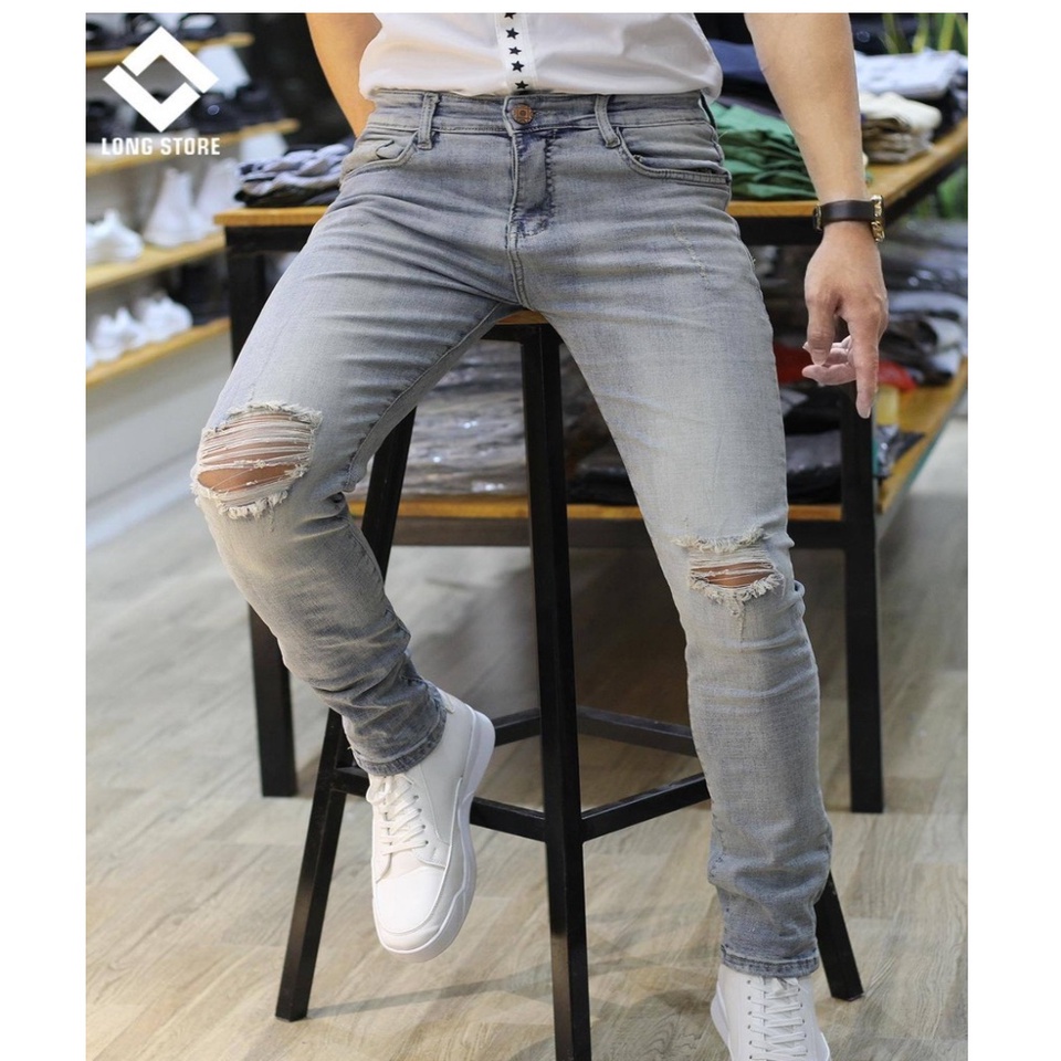 Quần jean Nam rách gối chất bò cao cấp phong cách cá tính siêu hot Tulibs 552 | BigBuy360 - bigbuy360.vn