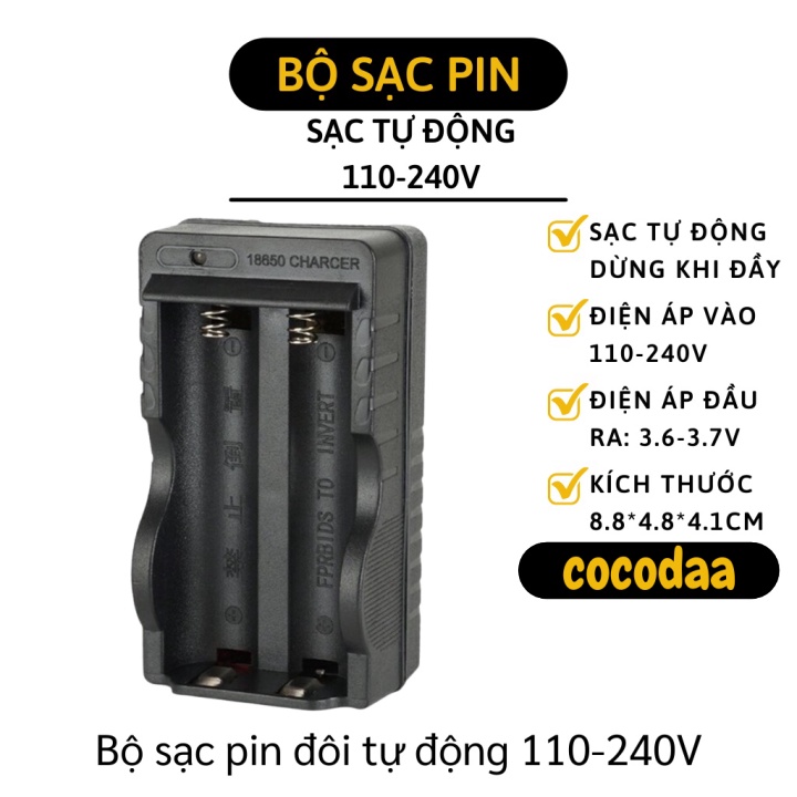 Cục Sạc Pin - Bộ Sạc Pin Đôi 18650, Tự Động Ngắt Khi Sạc Đầy Bảo Vệ Pin 6618 [FREESHIP]