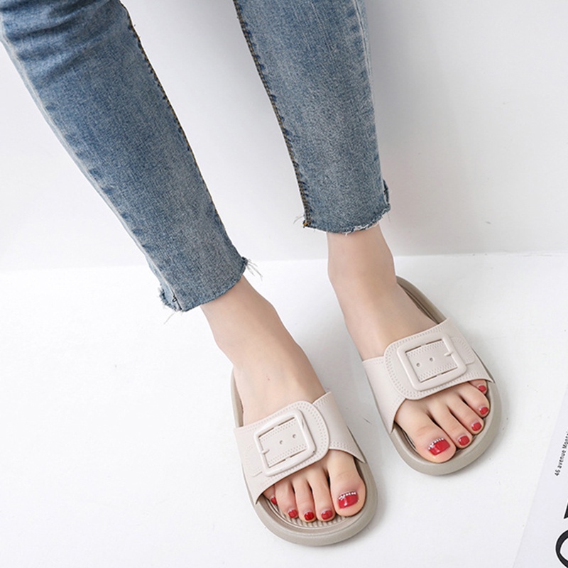Dép Đi Trong Nhà Chống Trượt Cài Khóa Vuông Đơn Giản Dễ Thương Cho Bạn Gái
