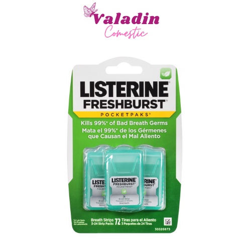 Miếng ngậm thơm miệng Listerine Freshburst Pocketpaks Breath Strips [vỉ 3 hộp x 24 miếng] / Ngậm thơm miệng Listerine