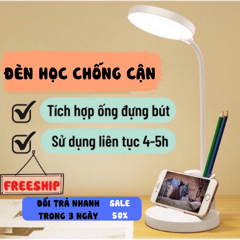 Đèn Học Tích Điện, Đèn Học Chống Cận Để Bàn Học, Bàn Làm Việc Bảo Vệ Mắt LEON OFFICIAL