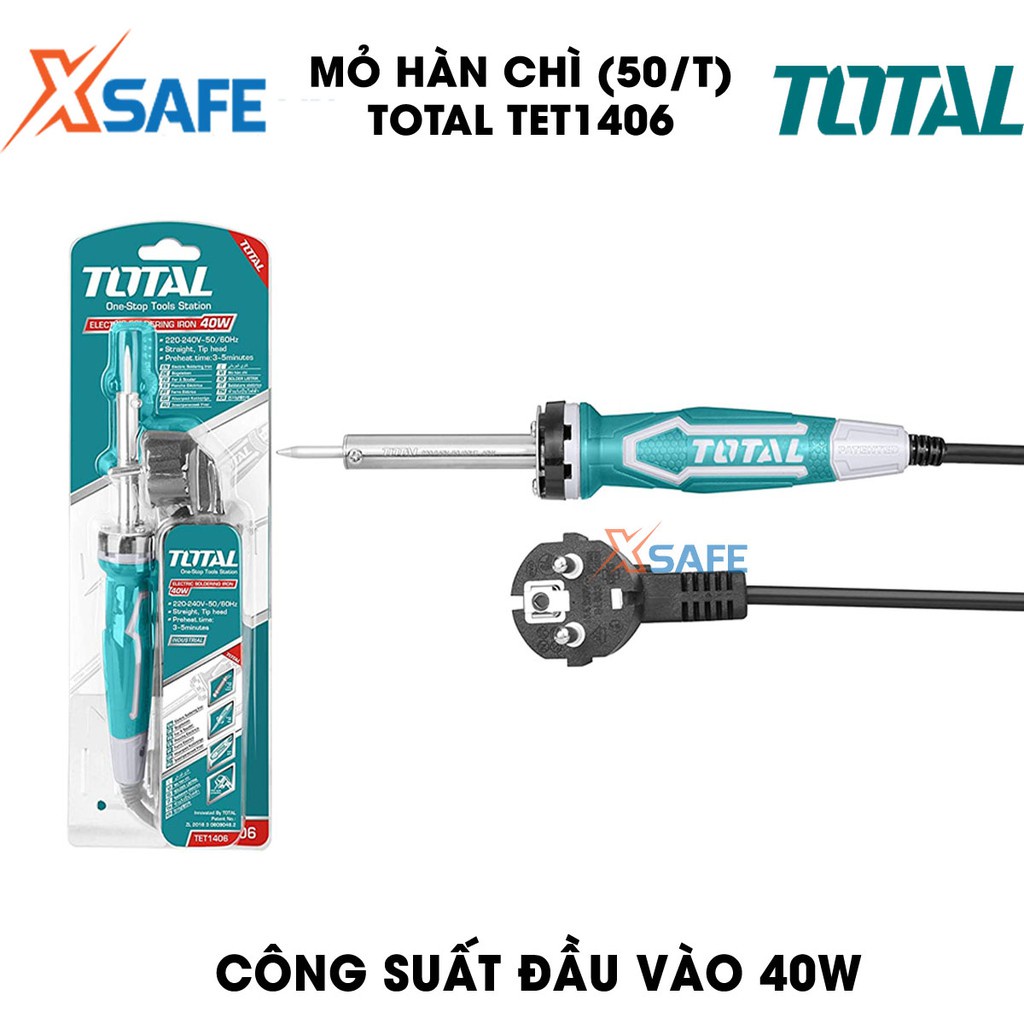 Mỏ hàn chì TOTAL điện áp 220-240V Hàn nhiệt cầm tay làm nóng từ 3-5ph, bảo hành chính hãng 3 tháng