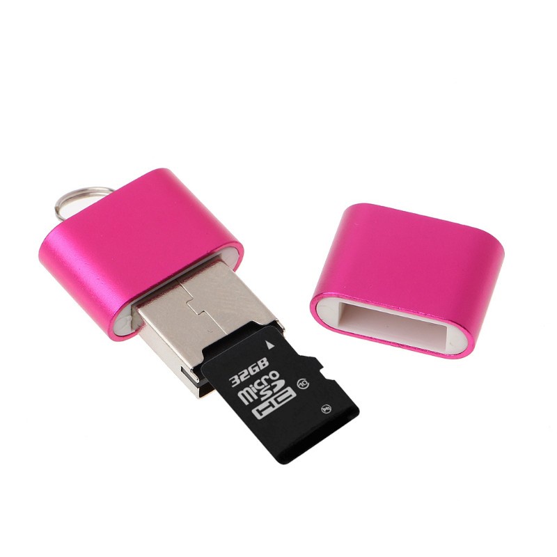 Utake Portable Mini Aluminum Alloy USB 2.0 A Micro SD TF Memory Card Reader Adapter