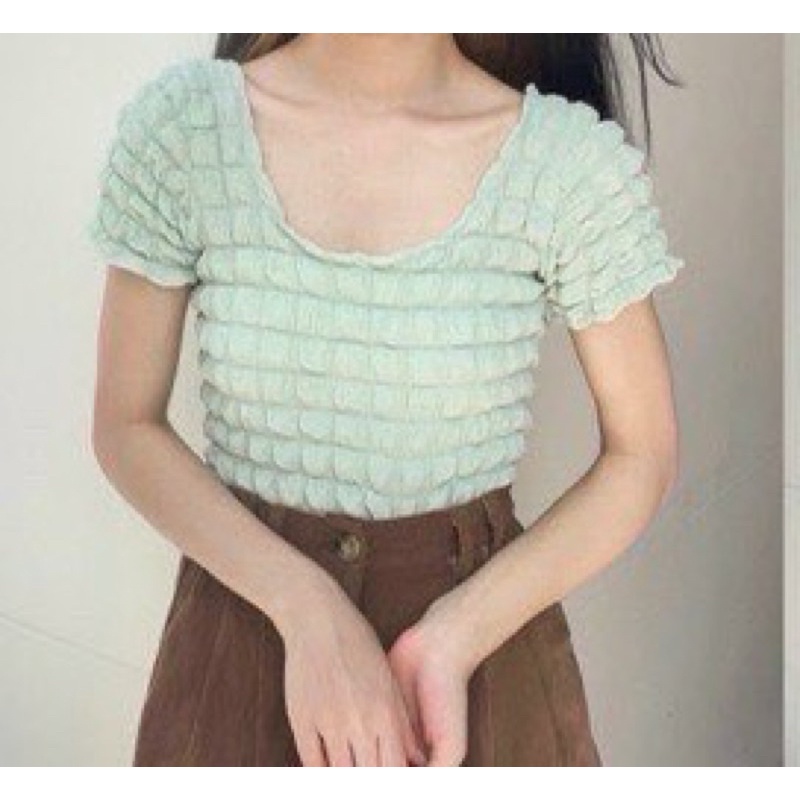 Áo Croptop Xốp Tay Ngắn Cổ U