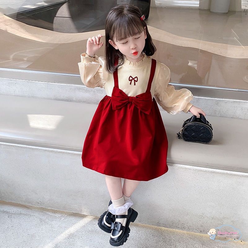 Đầm Công Chúa Tay Phồng Đính Nơ To Dễ Thương Cho Bé Gái