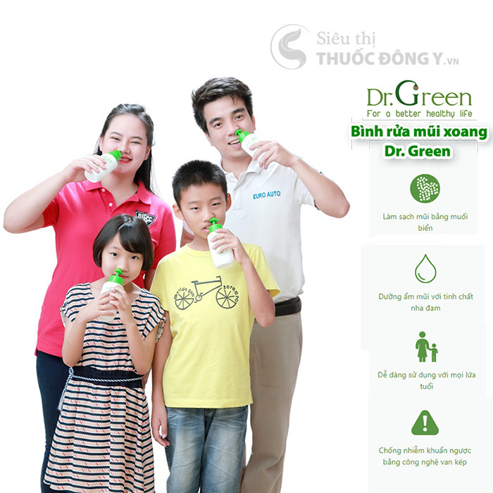Bình và muối rửa mũi Dr Green - Chính Hãng rửa sạch xoang mũi