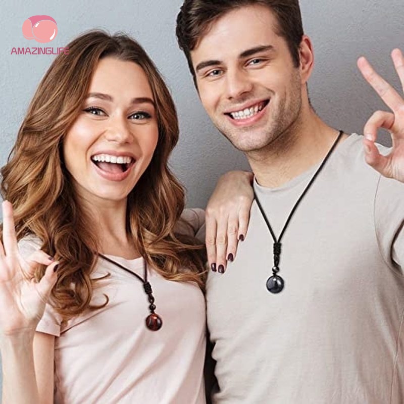 Dây Chuyền Chuỗi Hạt Đá Mắt Hổ May Mắn / Hạt Tròn Phong Cách Phật Giáo Tây Tạng Dành Cho Cặp Đô