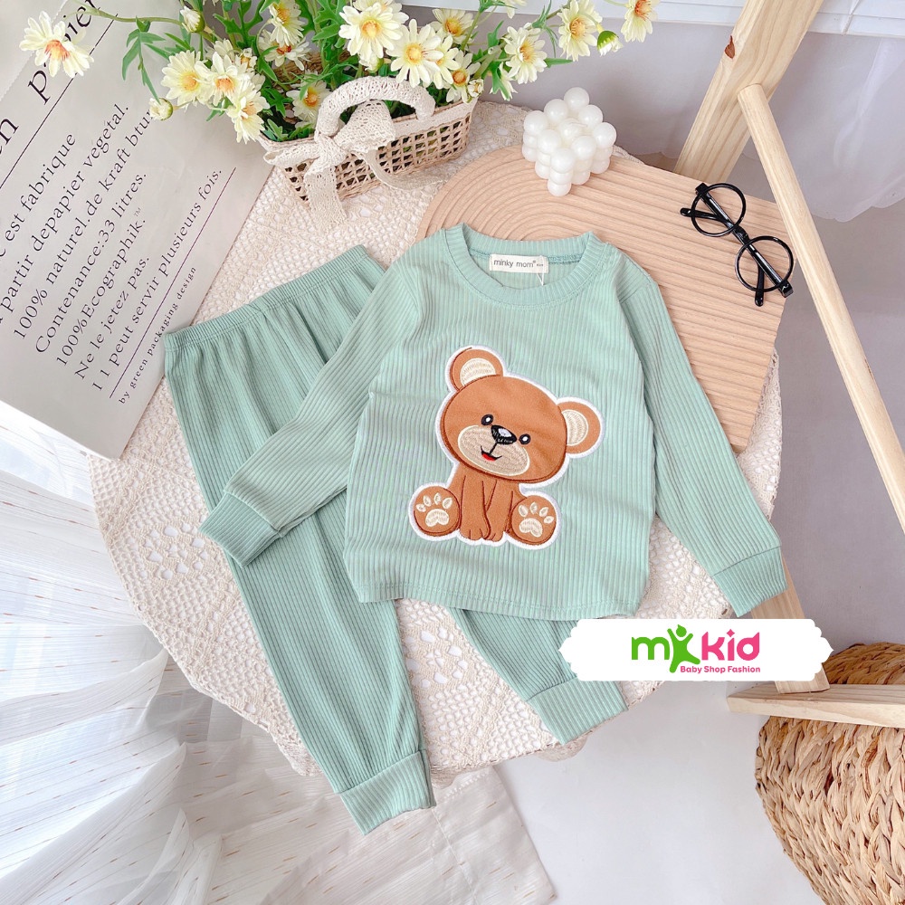 Bộ Thu Đông Cho Bé 💖 Bộ Len Tăm Dài Tay Minky Mom Cho Bé Trai Bé Gái Với Các Hình Thú Siêu Dễ Thương