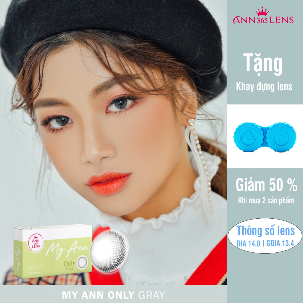 Kính áp tròng 1 tháng màu xám Only Gray ANN365 dành cho mắt nhạy cảm
