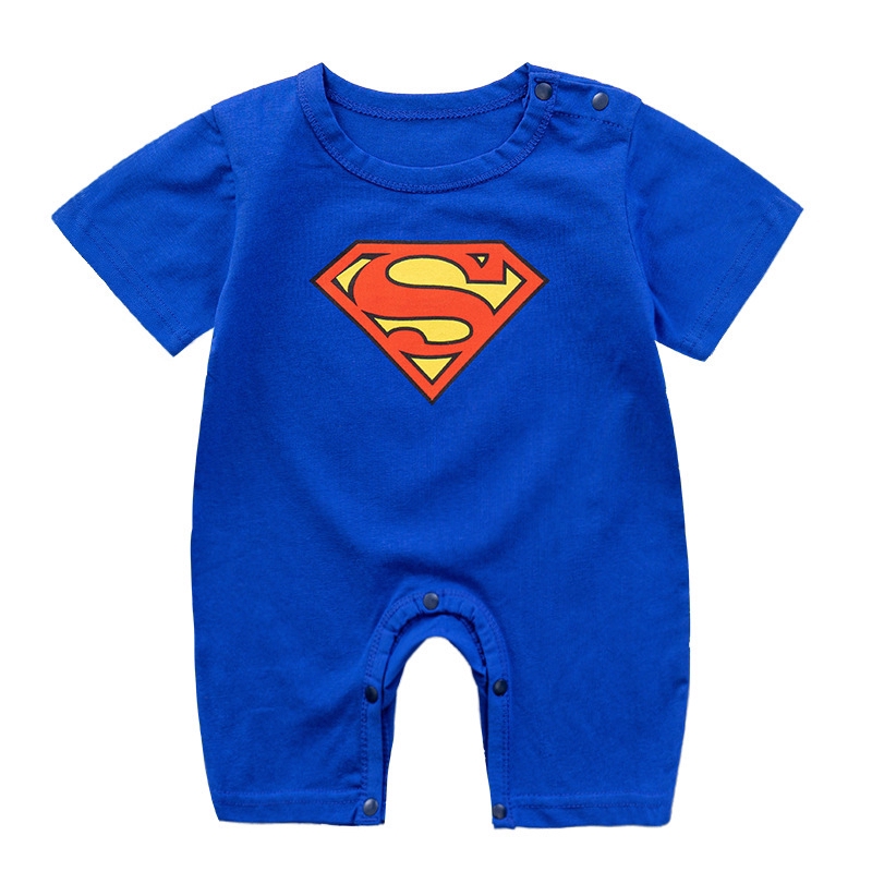 SUPERMAN Jumpsuit Tay Ngắn Hoạ Tiết Hoạt Hình Cho Trẻ Sơ Sinh