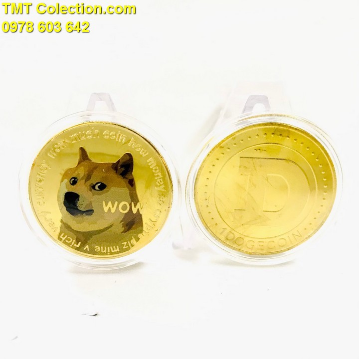 Xu kỷ niệm Dogecoin Vàng Dùng để sưu tầm, giải trí trang trí bàn sách, bàn làm việc - TMT Collection - SP005311