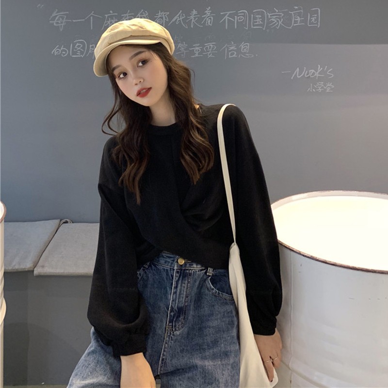 [ Mã WASTAPR giảm 10K đơn 50K] ÁO CROPTOP NỈ XOẮN EO DÀI TAY XÁM ĐEN TRẮNG BASIC - ÁO SWEATER TAY DÀI XOẮN EO 3 MÀU HOT | BigBuy360 - bigbuy360.vn