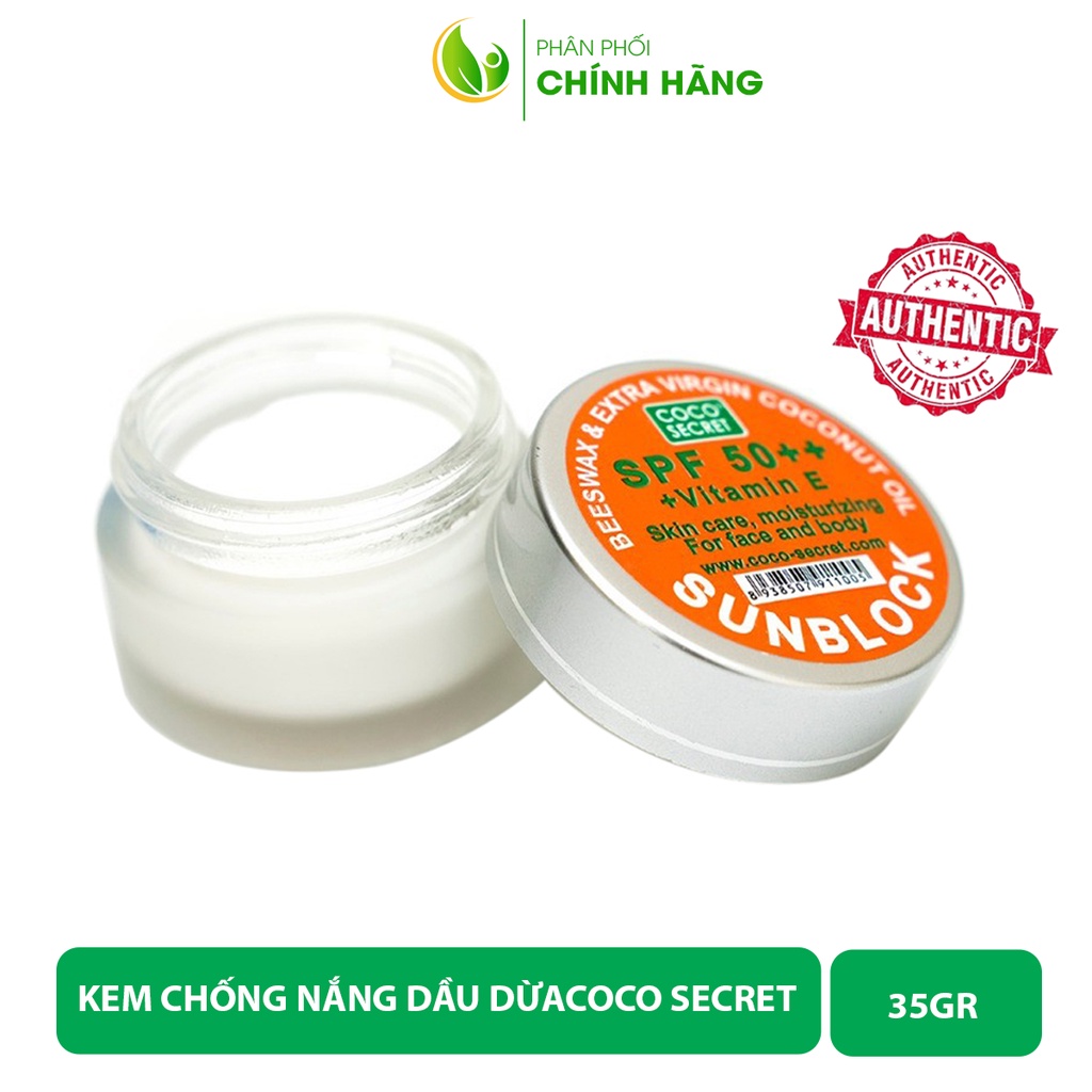 [CHÍNH HÃNG] Kem Chống Nắng Dầu Dừa Coco Secret Sunblock 50+++ 35g Dưỡng Da Chống Nắng Hiệu Quả