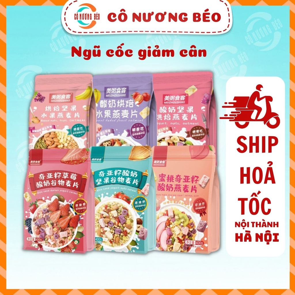 Ngũ cốc dinh dưỡng sữa chua, yến mạch giảm cân mix trái cây - Đồ ăn vặt Cô Nương Béo