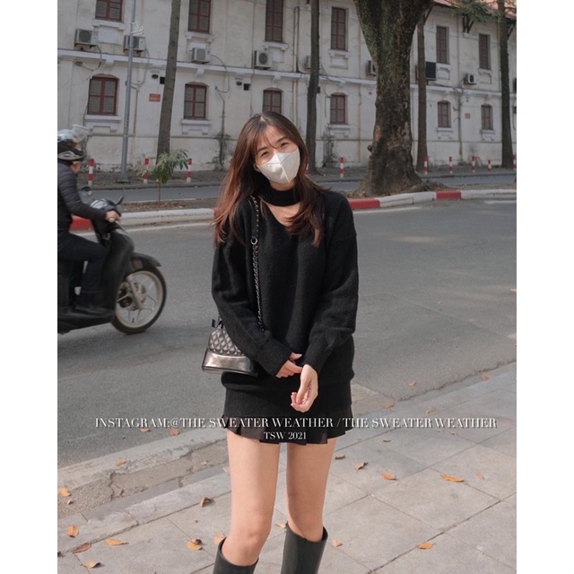 (Ảnh thật) Áo len cut out cổ V oversize the.sweaterweather TSW | BigBuy360 - bigbuy360.vn