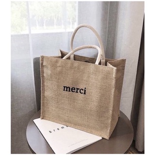 Túi cói MERCI du lịch, túi cói đựng đồ tiện lợi
