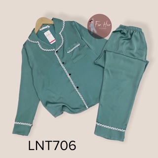 SET PIJAMA LỤA NGOC TRAI TRƠN DÀI TAY CAO CẤP