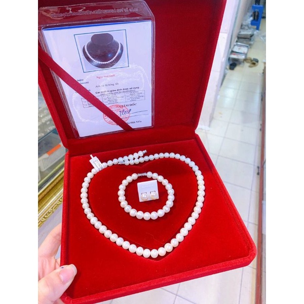 Hộp Pearl tim nhung sịn L1 đựng Ngọc, trang sức.
