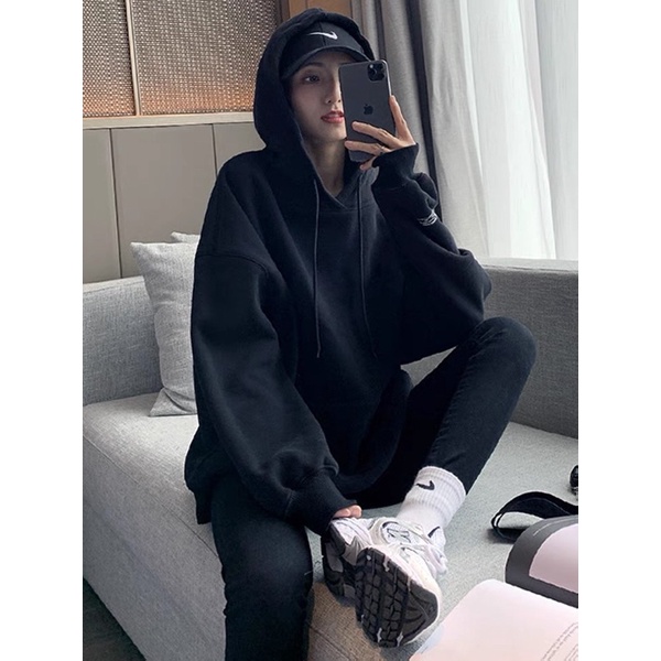 Áo Khoác Hoodie Nữ Trơn Dáng Oversize Chất Nỉ Bông Siêu Ấm Phong Cách Hàn Quốc | BigBuy360 - bigbuy360.vn