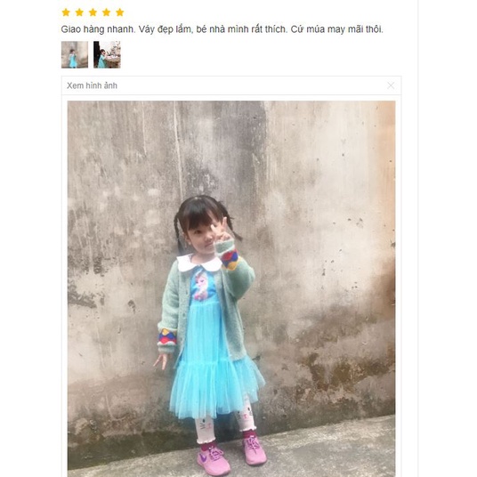 🔥Xả Hàng🔥 Váy Elsa Thu Đông Quảng Châu Tặng Phụ Kiện Hàng Đẹp Cho Bé