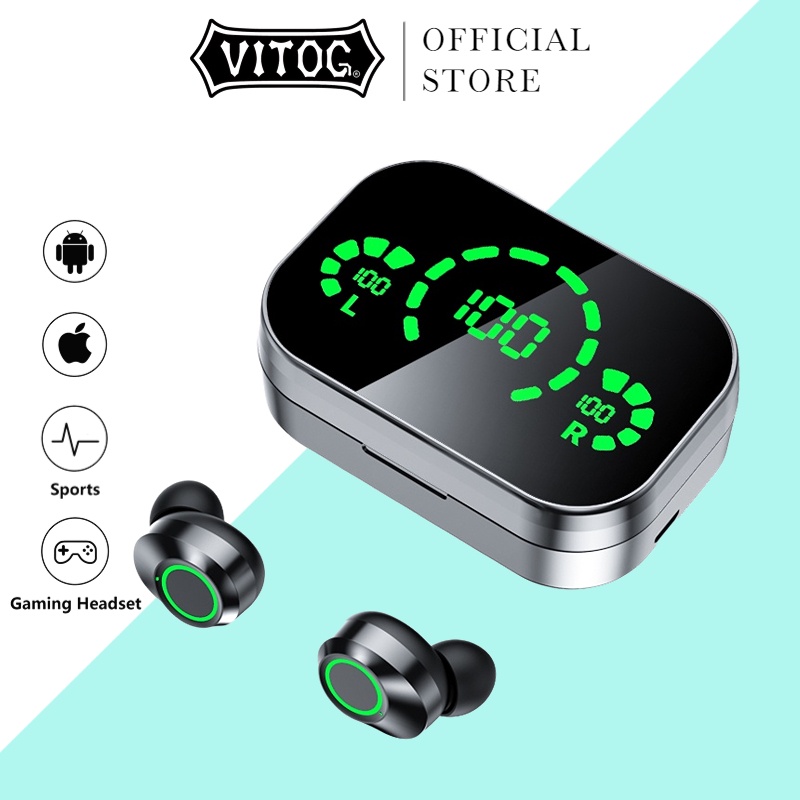 Tai nghe nhét tai không dây VITOG YD03/ YD04 TWS 9D bluetooth 5.3 tích hợp mi cờ rô giảm tiếng ồn màn hình LED