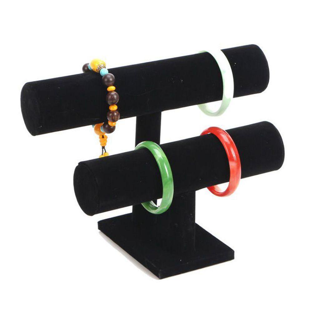 Giá Đỡ Trưng Bày Trang Sức 2 Tầng Bằng Nhung Màu Trơn Đơn Giản