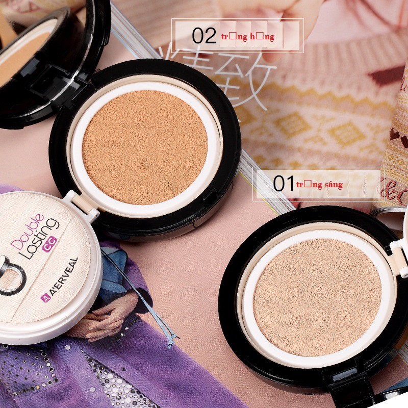 RẺ VÔ ĐỊCH(1+1) Full Set Phấn Nước Nền A'ERVEAL Màu Vàng Double Lasting CC Tặng Kèm Lõi Thay Dễ Thương | BigBuy360 - bigbuy360.vn
