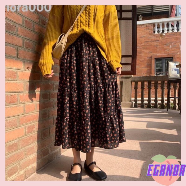 Chân váy hoa nhí, Chân váy hoa nhí 3 tầng ulzzang siêu xinh