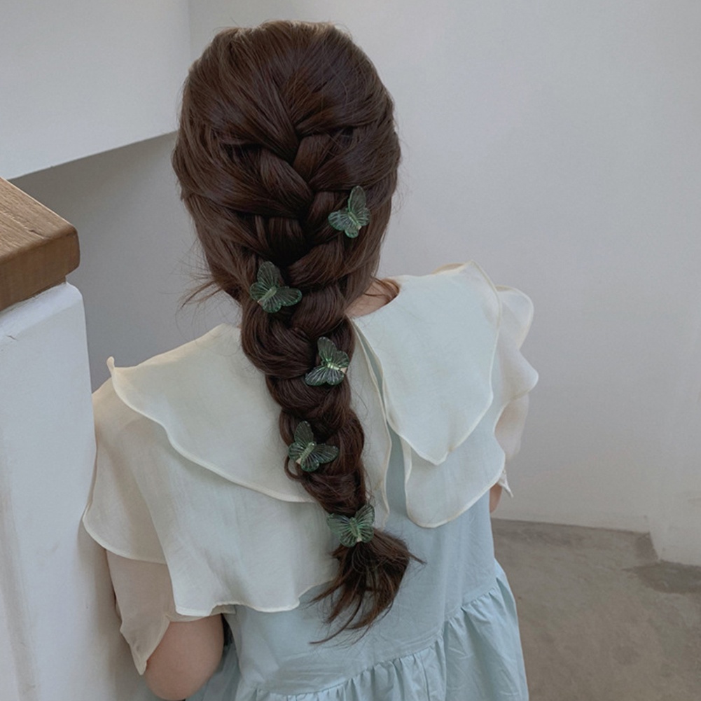 Set 5 Kẹp Tóc Hình Bướm Màu Xanh Lá Phong Cách Thời Trang