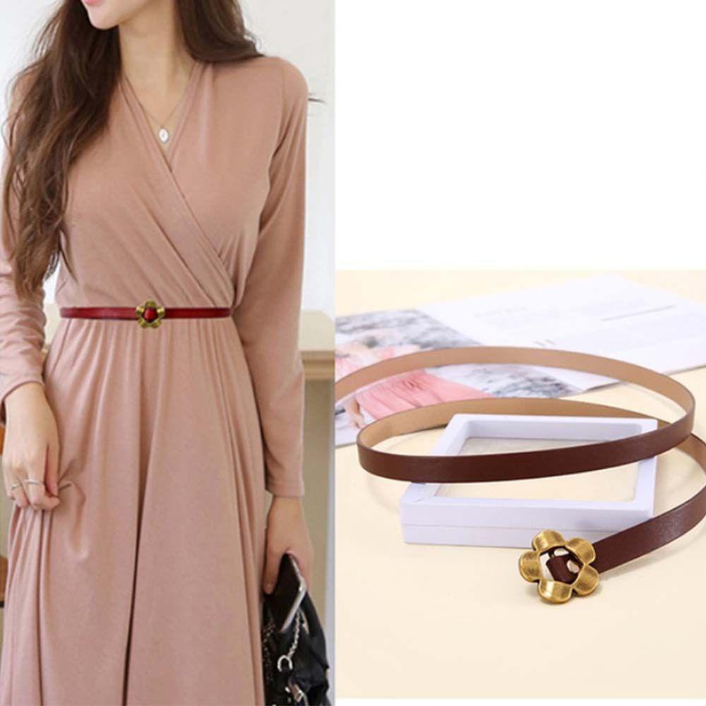 EXPEN Thắt Lưng Da PU Màu Kẹo Ngọt Hình Hoa Có Thể Điều Chỉnh Kích Cỡ