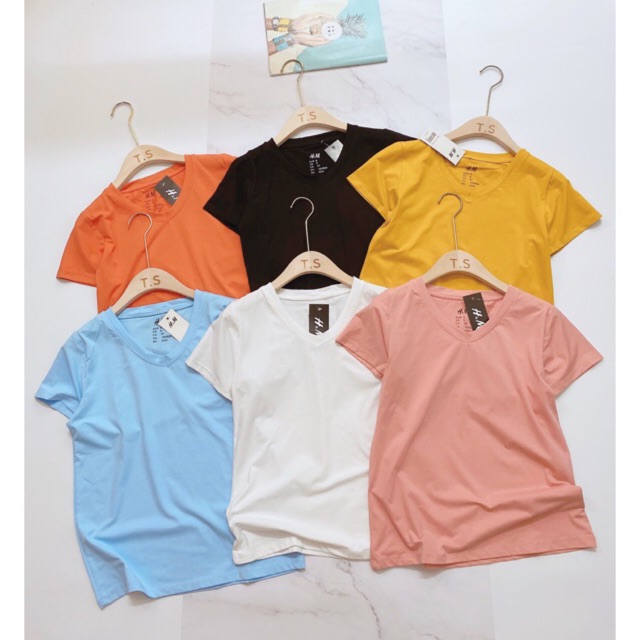 BÁN SỈ áo phông cổ tim cộc tay nữ AHMI (ảnh thật + video sp)