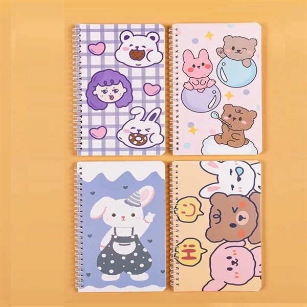 Sổ tay ghi chép, sổ gáy lò xo A5 kẻ ngang 60 trang , bìa họa tiết hoạt hình, nhiều hình cute