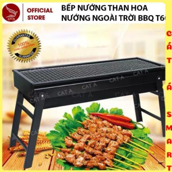 Bếp nướng than hoa nướng ngoài trời BBQ chất liệu inox cao cấp- Có Chân Đế, Tay Cầm Xếp Gọn Tiện Lợi T60