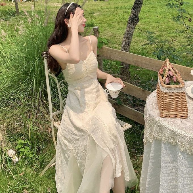 Đầm Hai Dây Dáng Dài Phong Cách Pháp Ngọt Ngào Thời Trang Mùa Hè Hàng Mới Dành Cho Bạn Nữ 2022
