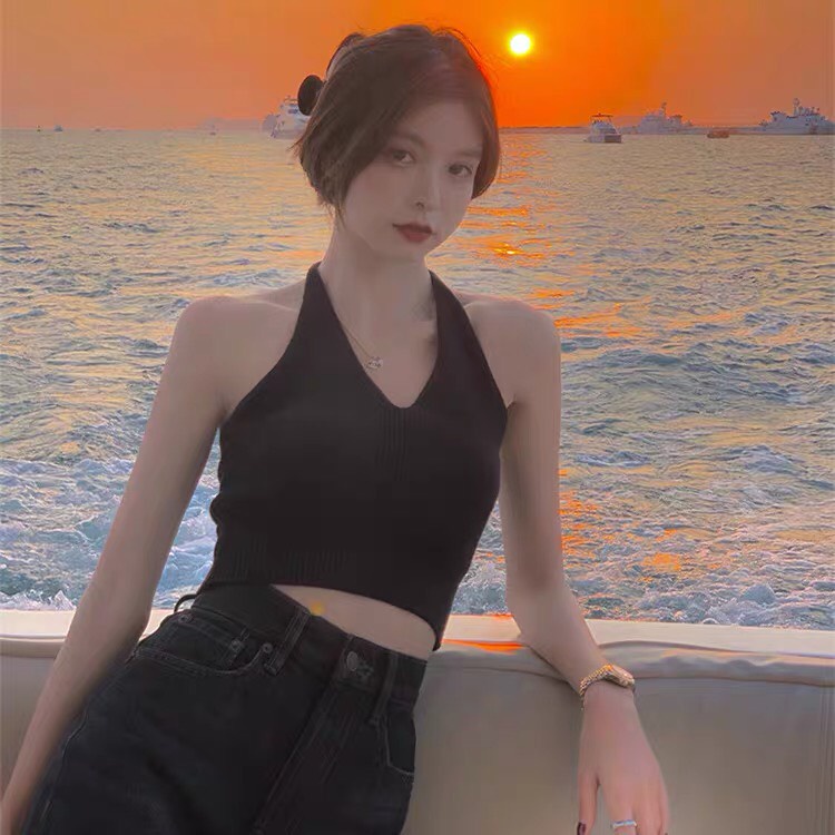 Áo Croptop Hai Dây Buộc Cổ Nơ - Áo Croptop Nữ Sexy